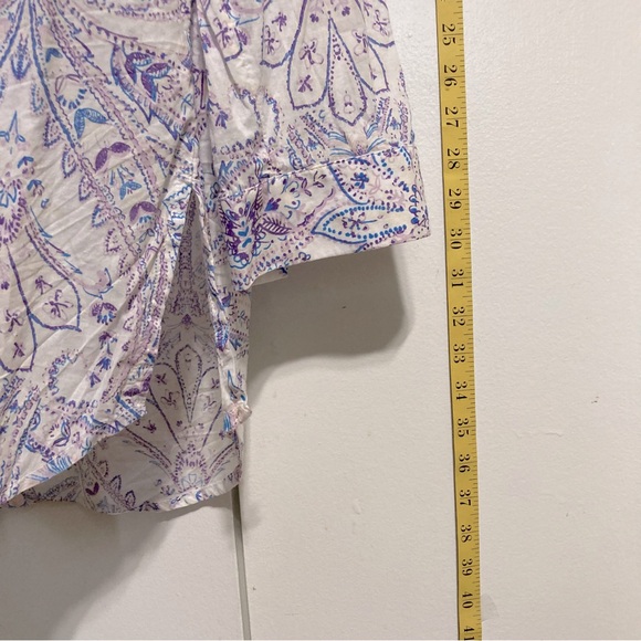 CHICOS Dress Shirt Tunic Purple White Paisley Floral Button Down Blouse Medium - Picture 7 of 16